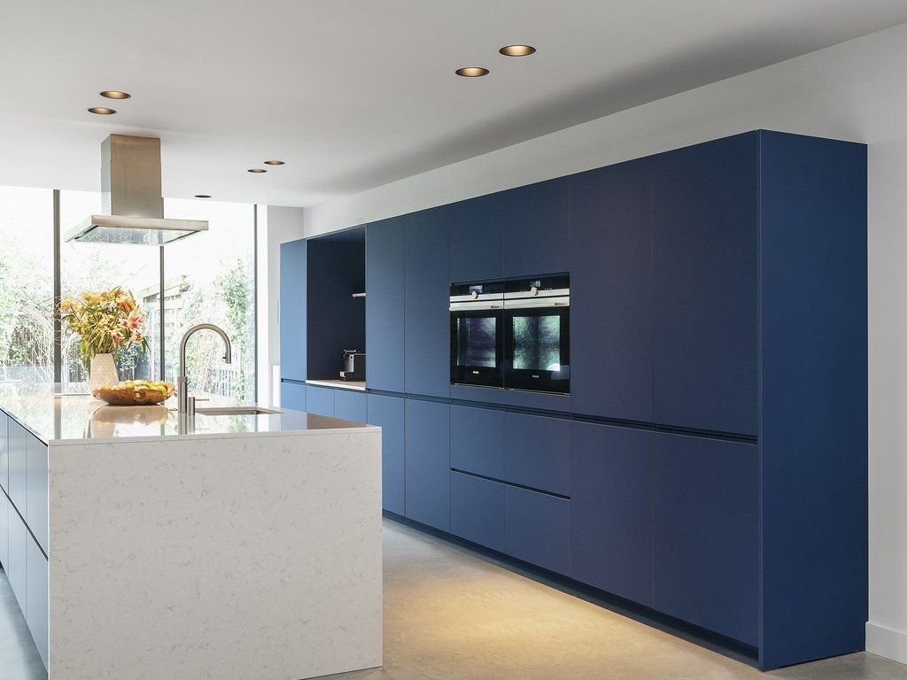 cocina laminado fenix azul y blanco