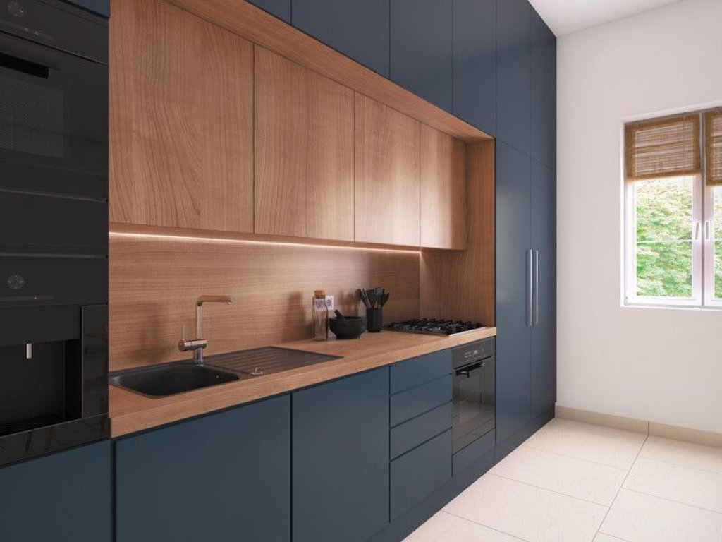 cocina laminada fenix y madera